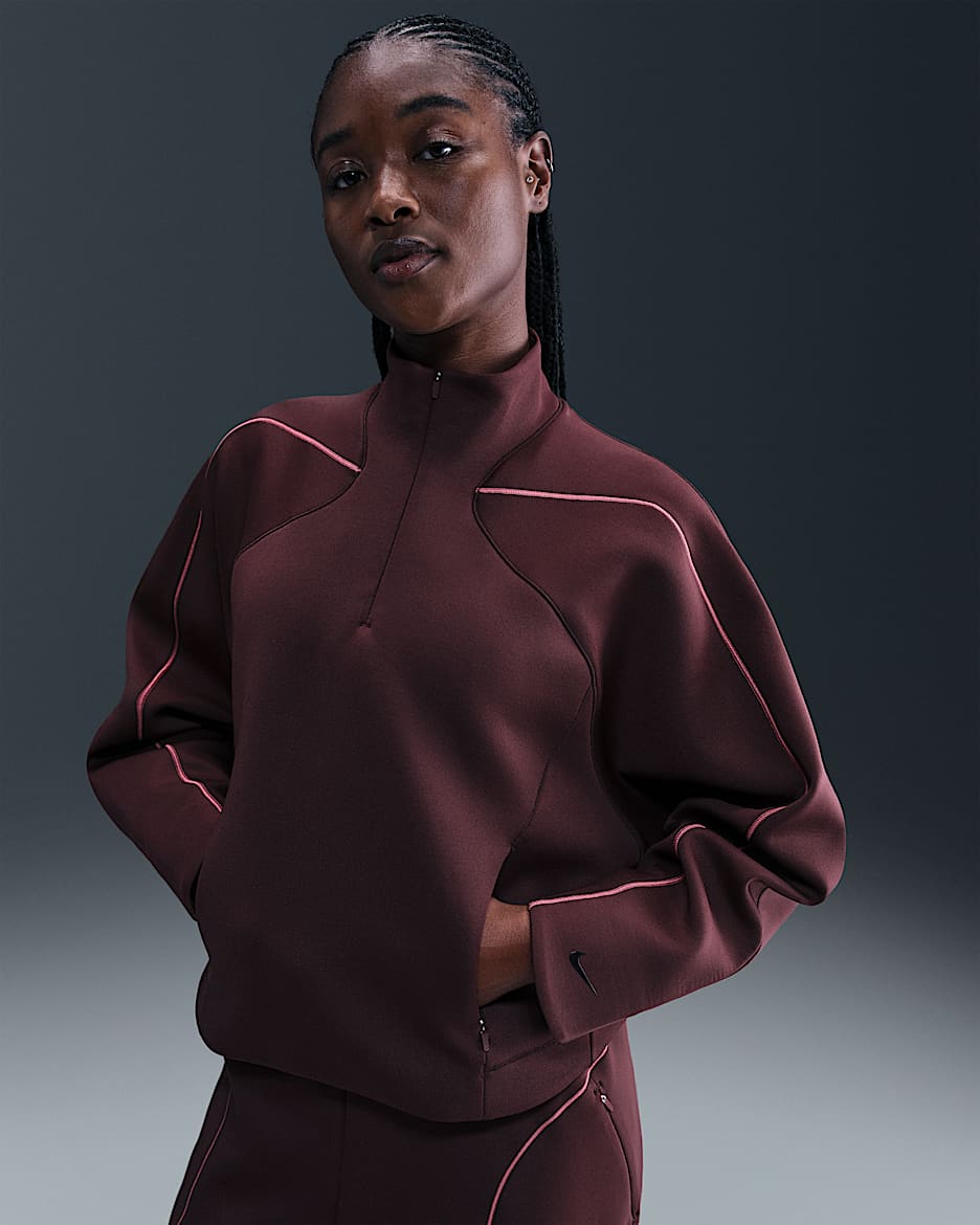 Nike Universa Women's Dri-FIT 1/4-Zip Top - Burgundy Crush/Sweet Beet/Burgundy Ash