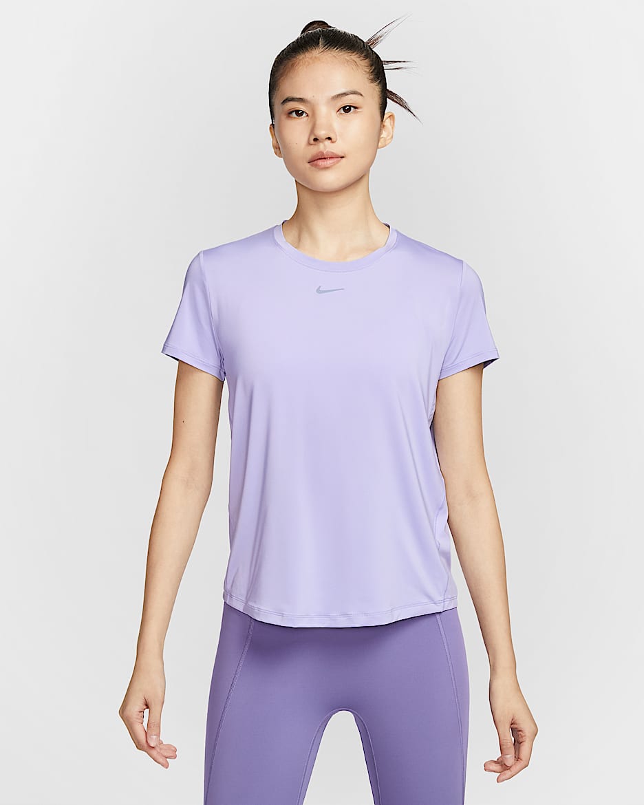 Nike One Classic Women's Dri-FIT Short-Sleeve Top - Lilac Ice/Black