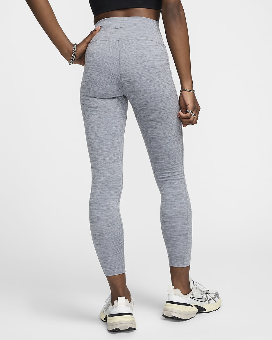 Leggings tiro alto de 7/8 con bolsillos para mujer Nike One - Gris humo/Jaspeado/Negro