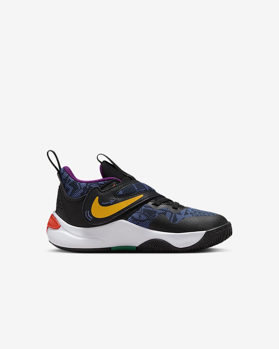 Nike Team Hustle D 11 SE Younger Kids' Shoes - Black/Mystic Navy/Cosmic Clay/University Gold