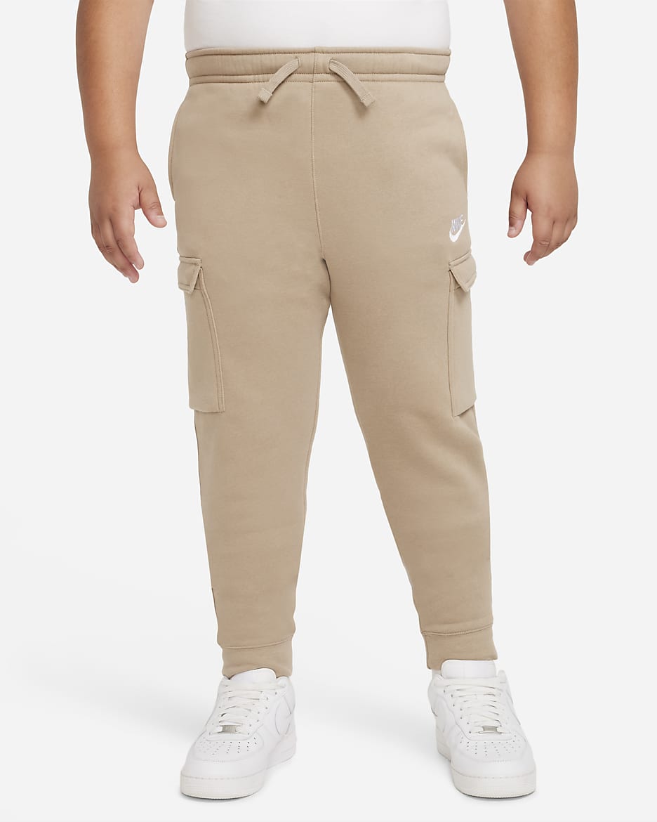 Nike Sportswear Club Big Kids' (Boys') Cargo Pants (Extended Size) - Khaki/Khaki/White