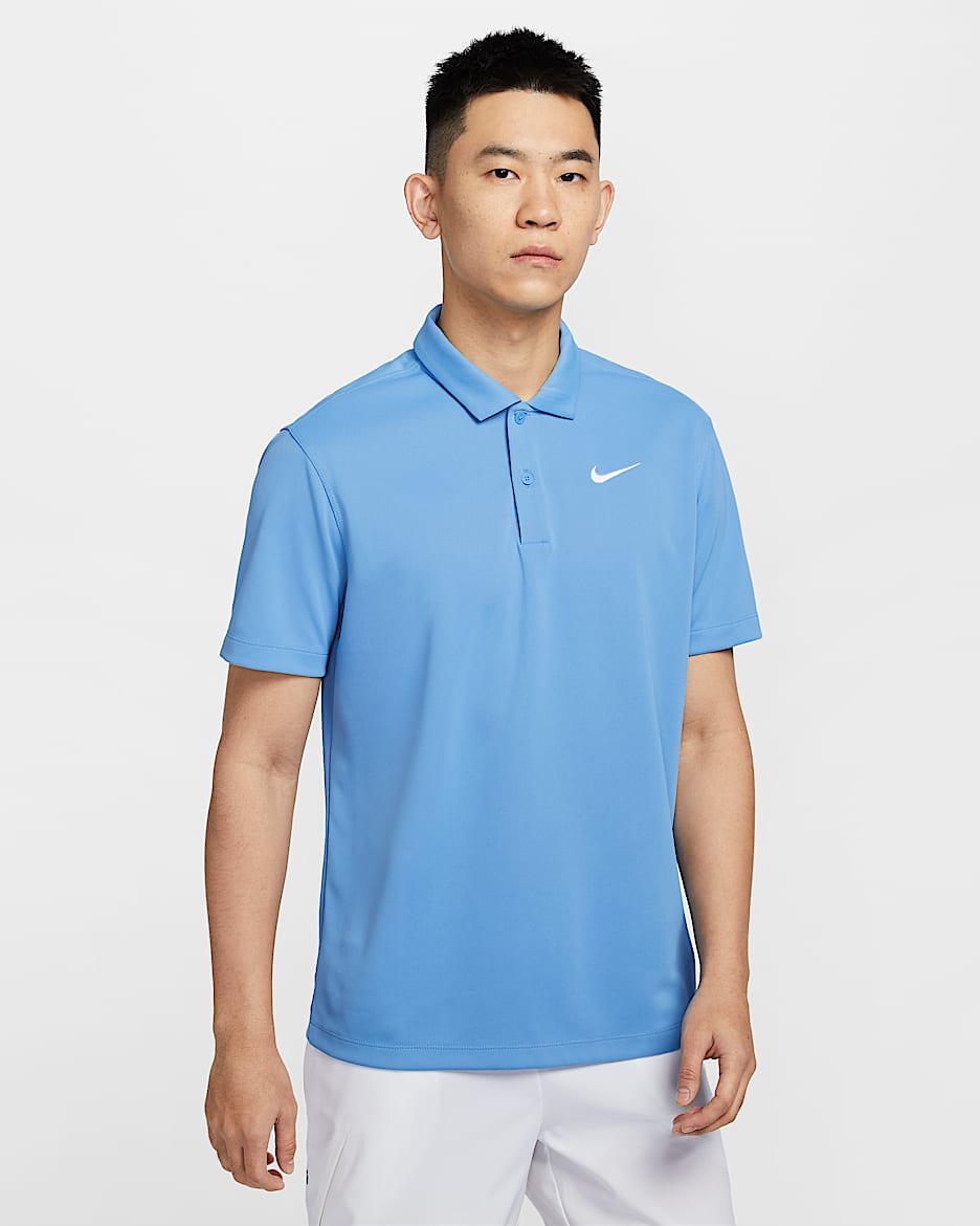 NikeCourt Dri-FIT 男款網球衫 - Blue Beyond/白色