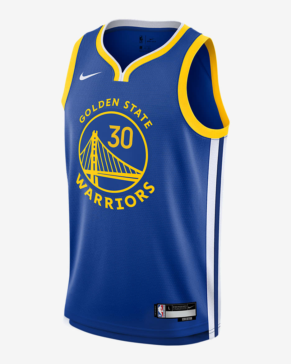 Stephen Curry Golden State Warriors 2023/24 Icon Edition Big Kids' Nike NBA Swingman Jersey - Rush Blue
