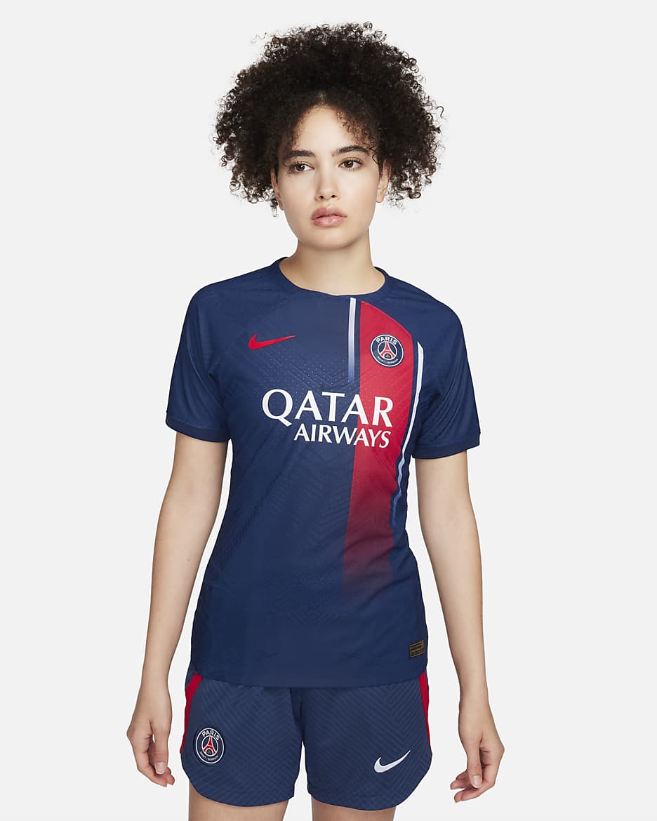 Jersey de fútbol Nike Dri-FIT ADV para mujer Paris Saint-Germain local 2023/24 Match - Azul marino medianoche/Rojo universitario/Rojo universitario