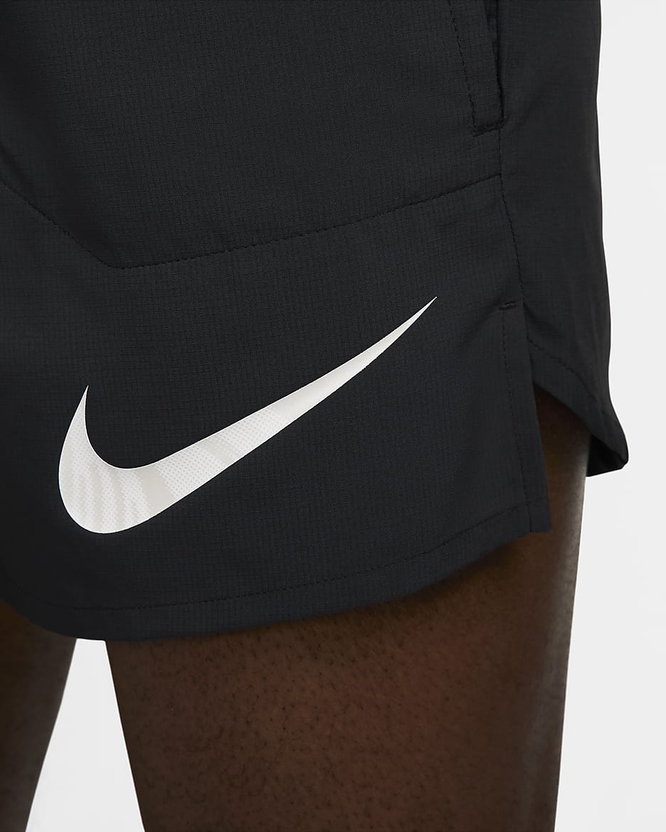 Shorts de correr de 13 cm con forro de ropa interior para hombre Nike Flex Stride Run Energy - Negro/Negro/Polvo fotón/Blanco