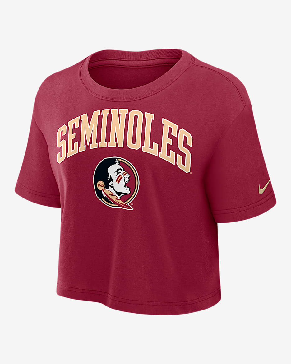 Florida State Athletic Prep Arch Women's Nike Dri-FIT College Cropped T-Shirt - Maroon