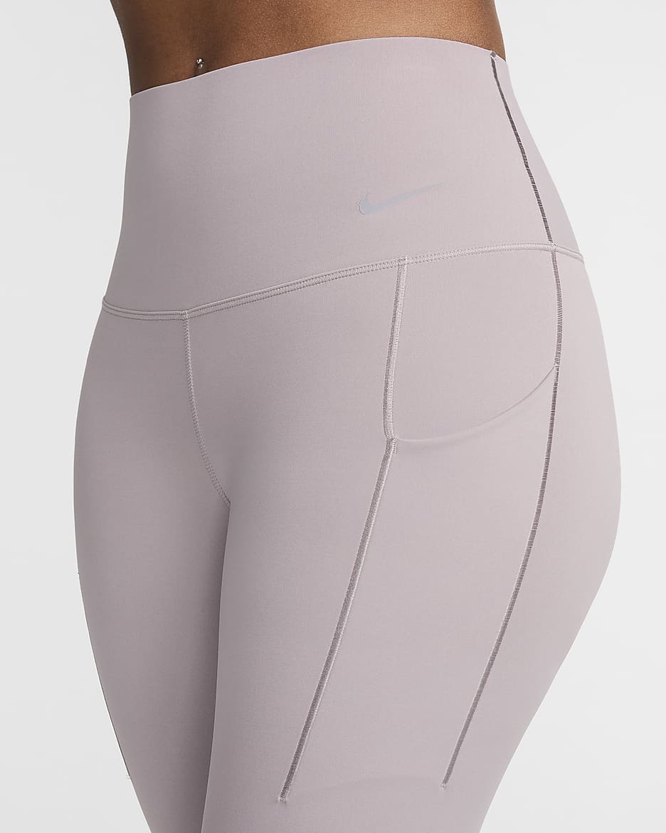 Leggings a tutta lunghezza a vita alta con tasche e sostegno medio Nike Universa – Donna - Light Violet Ore/Nero