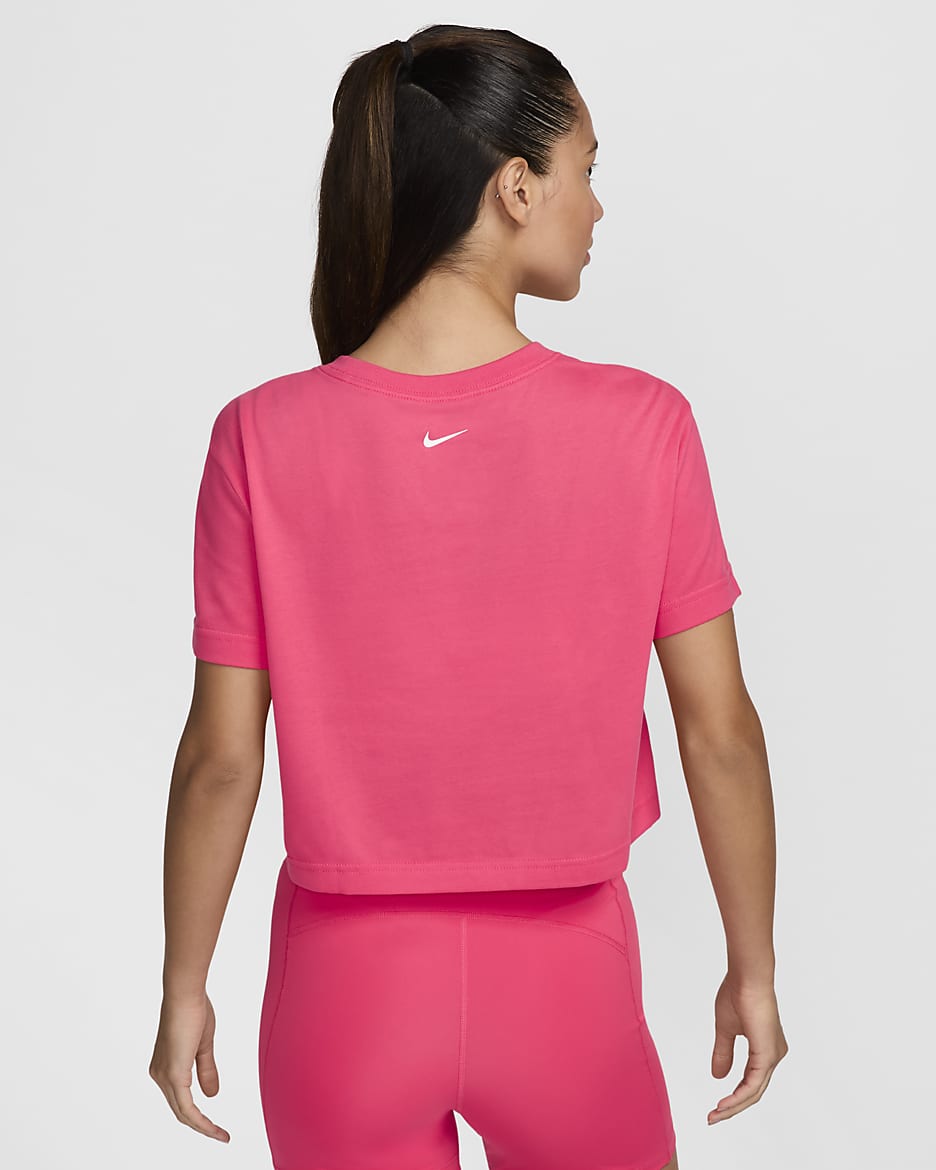 เสื้อยืดเอวลอยแขนสั้นผู้หญิง Nike Pro - Aster Pink