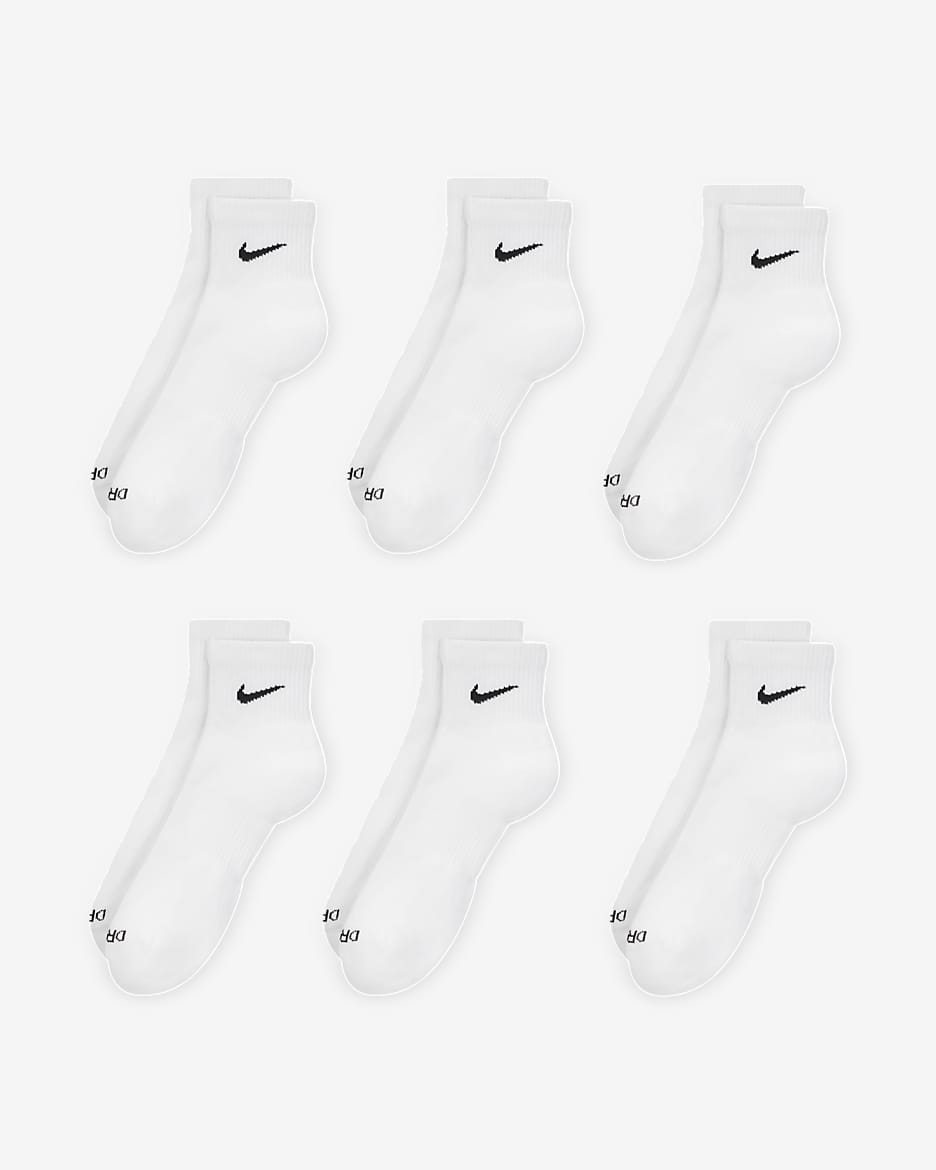 Calcetines al tobillo de entrenamiento Nike Everyday Plus Cushioned (6 pares) - Blanco/Negro