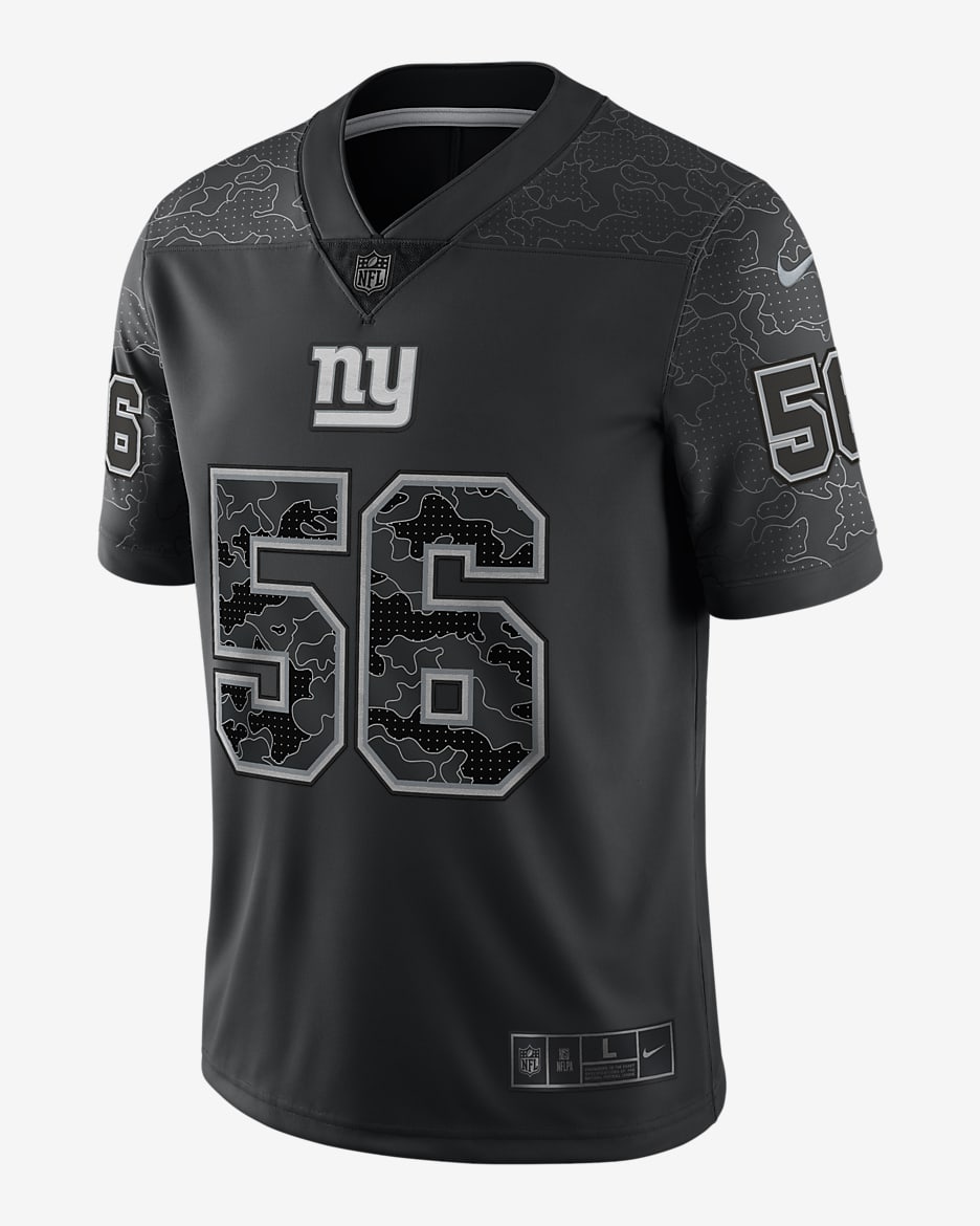 Jersey de fútbol americano a la moda para hombre NFL New York Giants RFLCTV (Lawrence Taylor) - Negro