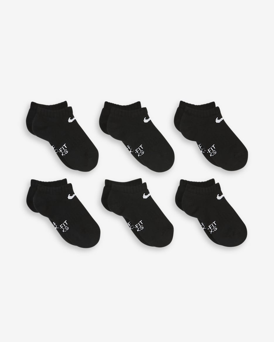 Nike Dri-FIT Performance Basics Little Kids' Low-Cut Socks (6 Pairs) - Black