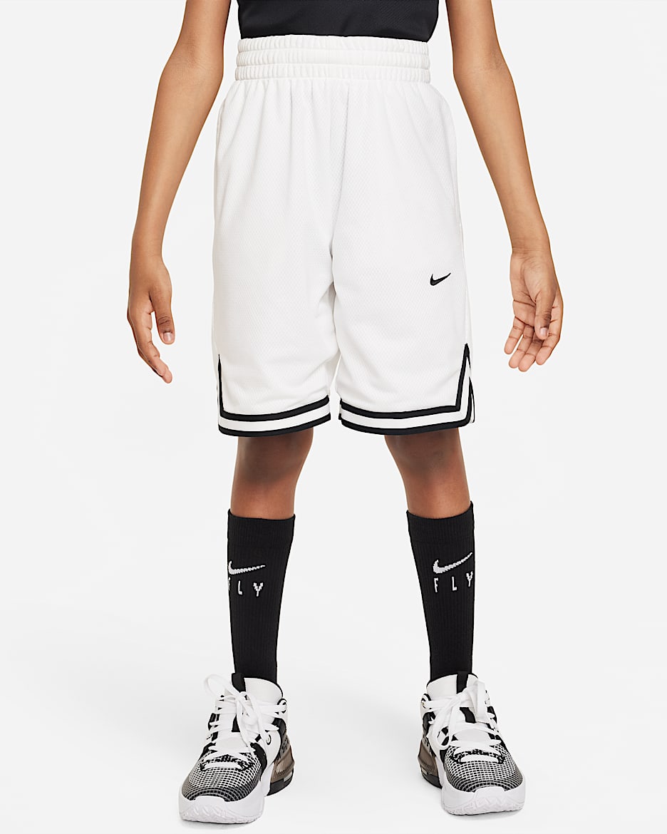 กางเกงบาสเก็ตบอลขาสั้นเด็กโต Nike Dri-FIT DNA (ชาย) - ขาว/ดำ
