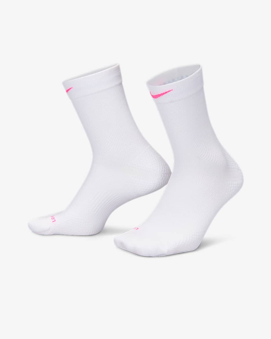 Nike Running Lightweight Micro Crew Socks (1 Pair) - White/Black/Pure Platinum/Hyper Pink