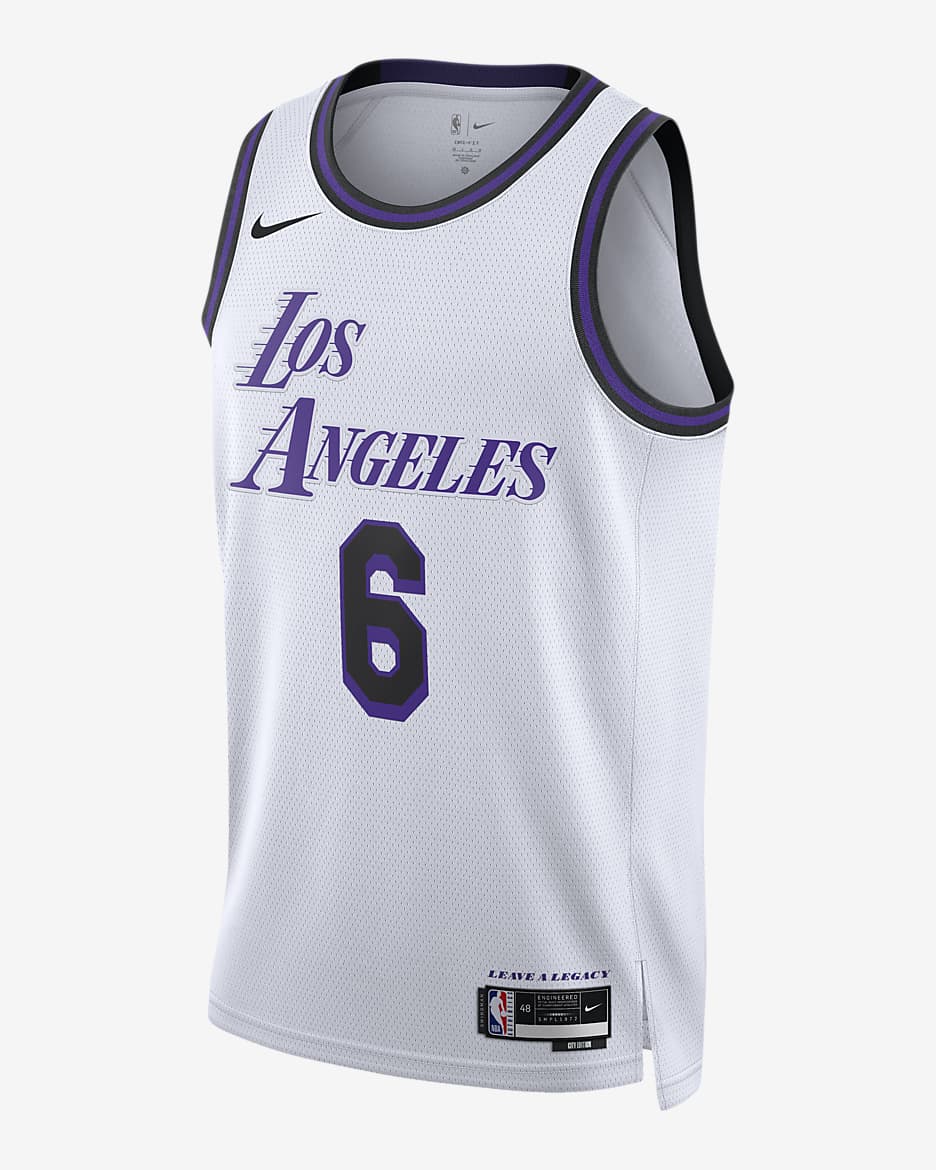 เสื้อแข่ง Nike Dri-FIT NBA Swingman LeBron James Los Angeles Lakers City Edition - ขาว