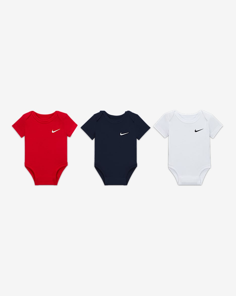 Body dla niemowląt (0–9 M) Nike Swoosh (3 szt.) - Wielokolorowe/Obsidian/Czerwony