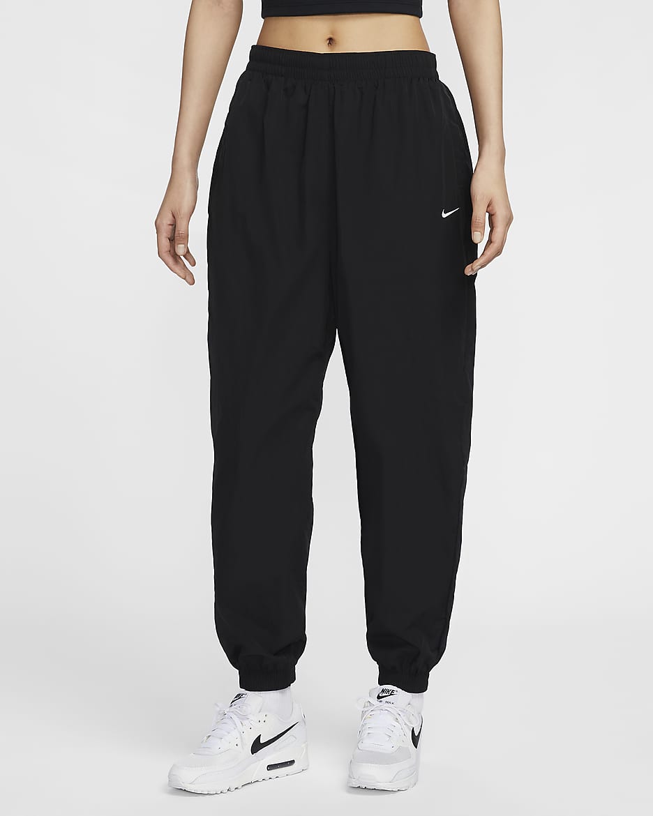 Nike Sportswear Essential Women's Mid-Rise Oversized Woven Joggers - Black/White