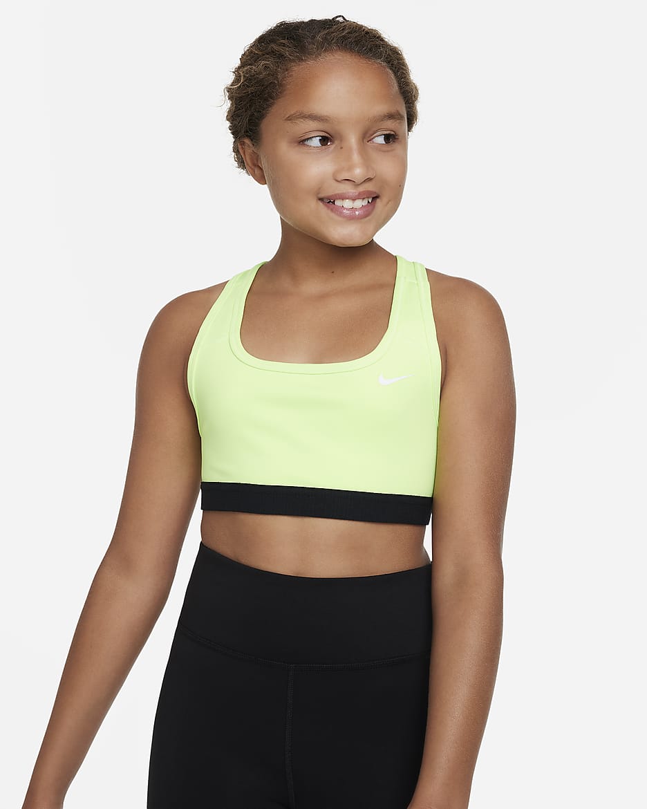 Nike Swoosh Big Kids' (Girls') Sports Bra - Ghost Green/White