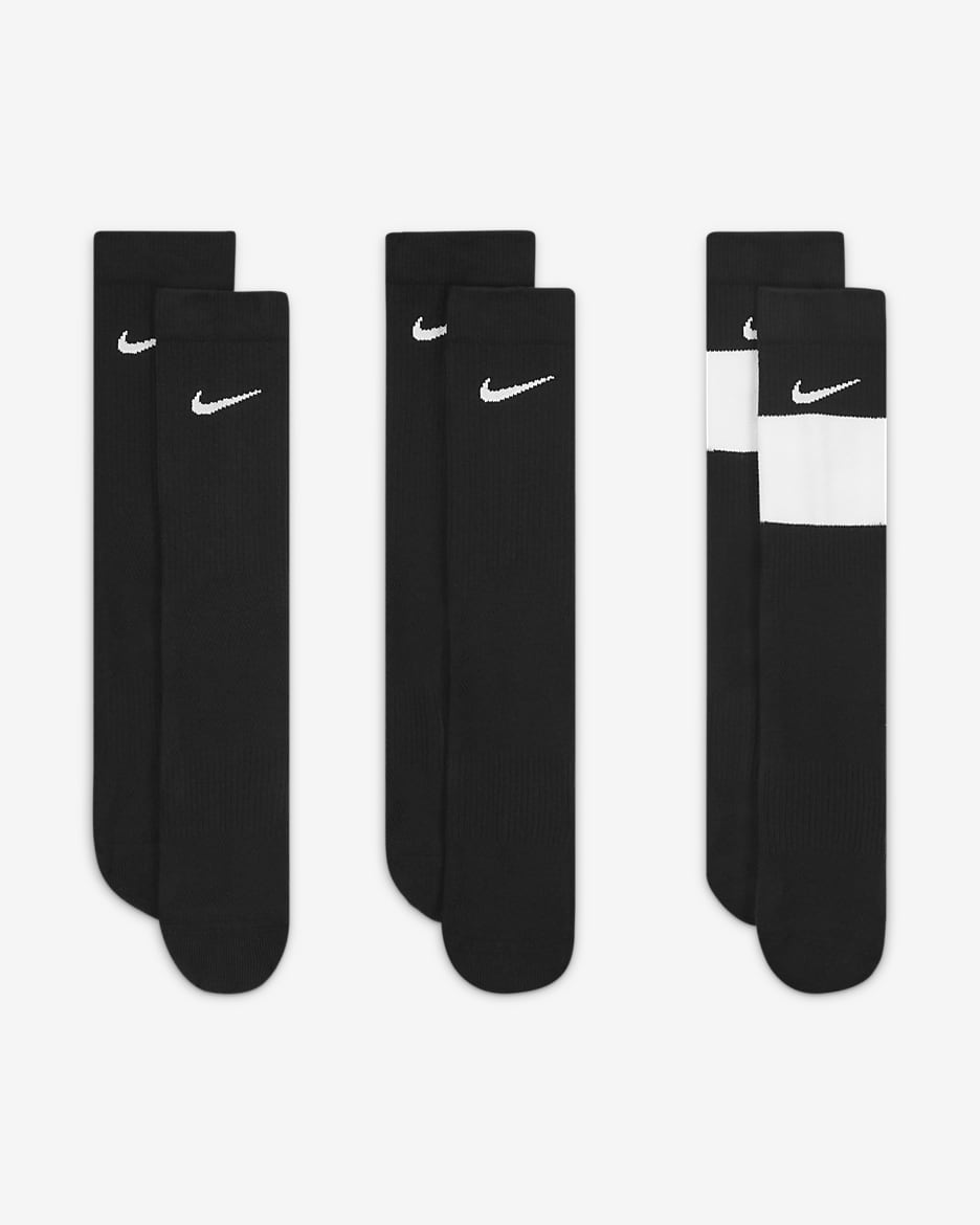 Calcetines largos de básquetbol para niños Nike Elite (3 pares) - Negro/Blanco