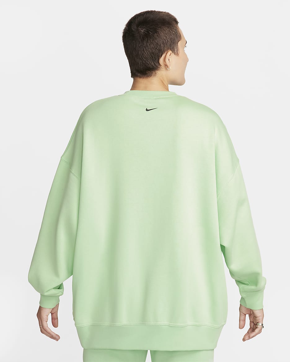 Sweat oversize à col ras-du-cou en tissu Fleece Nike Sportswear pour femme - Vapor Green/Noir