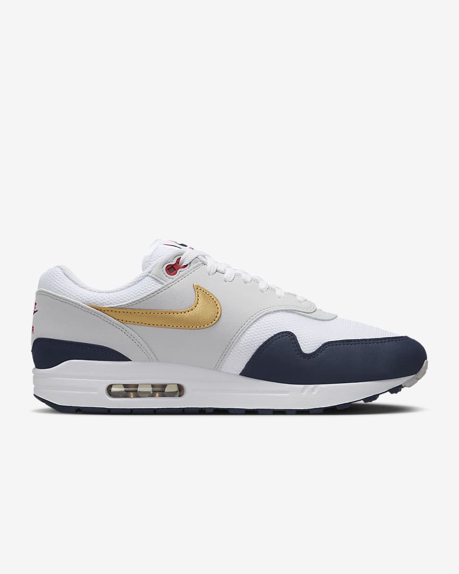 Sapatilhas Nike Air Max 1 para homem - Obsidian/Branco/Cinzento Smoke claro/Dourado metalizado