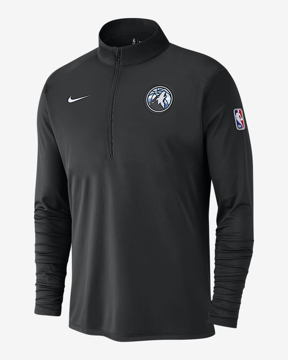 Playera de manga larga Nike Dri-FIT de la NBA de 1/2 cierre para hombre Minnesota Timberwolves City Edition - Negro/Negro/Blanco