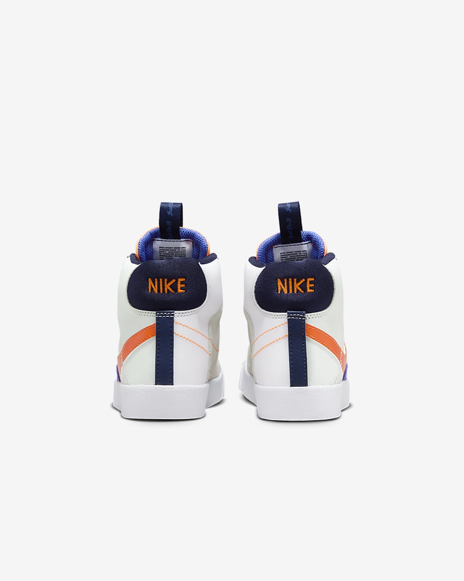 Nike Blazer Mid '77 SE Little Kids' Shoes - White/Light Silver/Midnight Navy/Team Orange