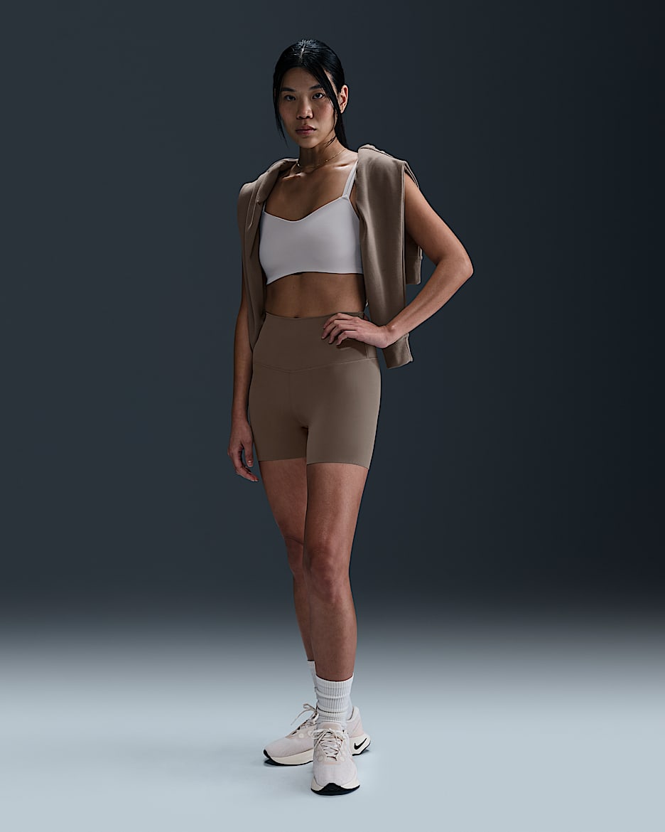 Nike Zenvy Women's Gentle-Support High-Waisted 13cm (approx.) Biker Shorts - Mink Brown/Black