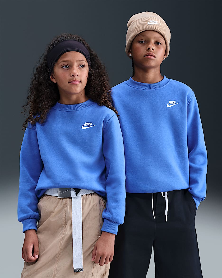 Nike Sportswear Club Fleece Big Kids' Sweatshirt - Comet Blue/White