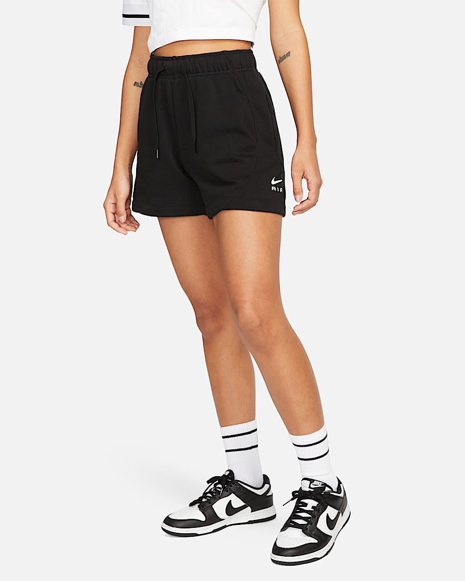 Short taille mi-haute en tissu Fleece Nike Air pour femme - Noir/Noir/Blanc