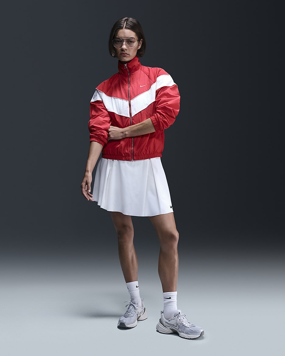 Nike Windrunner ruimvallend geweven damesjack met uv-bescherming en rits over de hele lengte - University Red/Sail/Sail