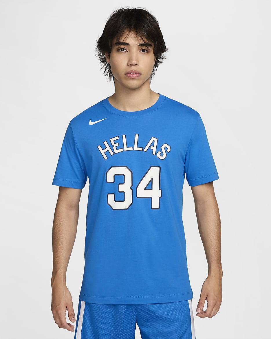 Playera de básquetbol Nike para hombre Giannis Antetokounmpo Greece - Azul foto claro