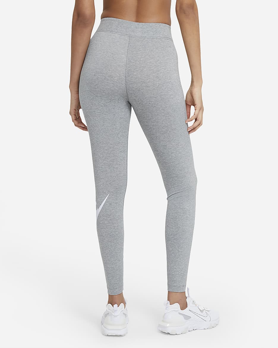 Nike Sportswear Essential Women's High-Waisted Logo Leggings - Dark Grey Heather/White
