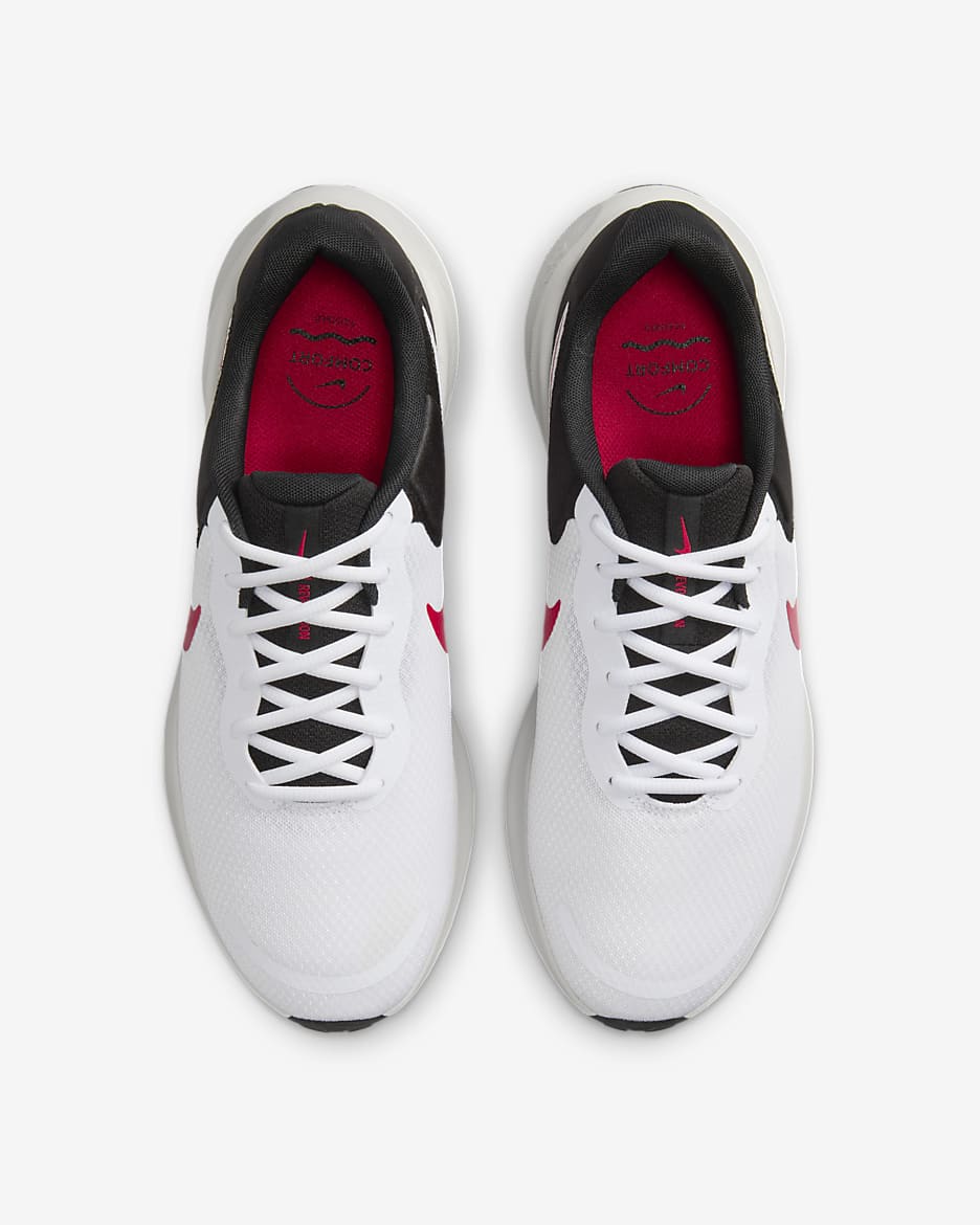 Tenis para correr en pavimento para hombre Nike Revolution 7 - Blanco/Negro/Polvo fotón/Rojo pasión