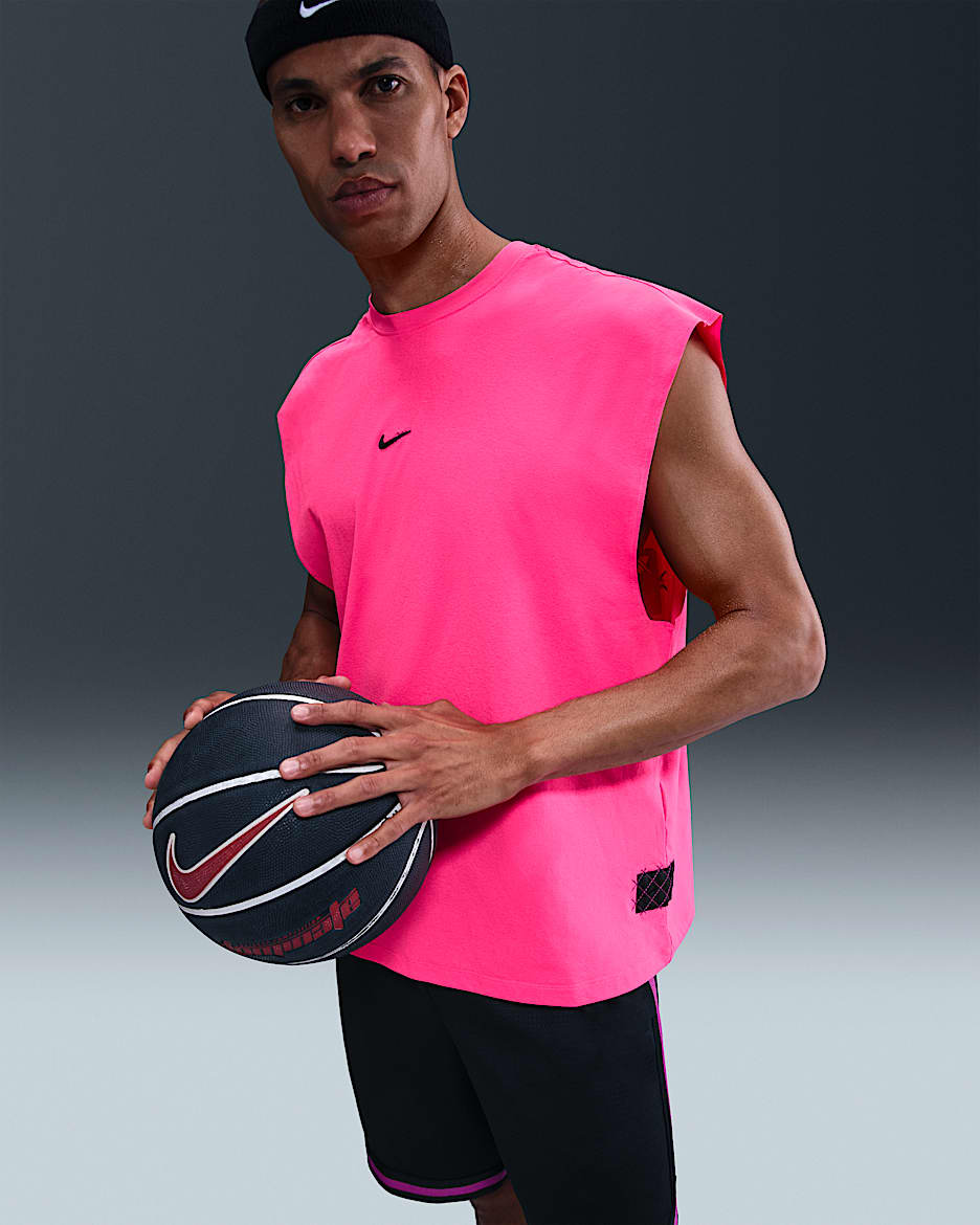 Playera de básquetbol sin mangas Dri-FIT para hombre Nike - Hiperrosa/Negro