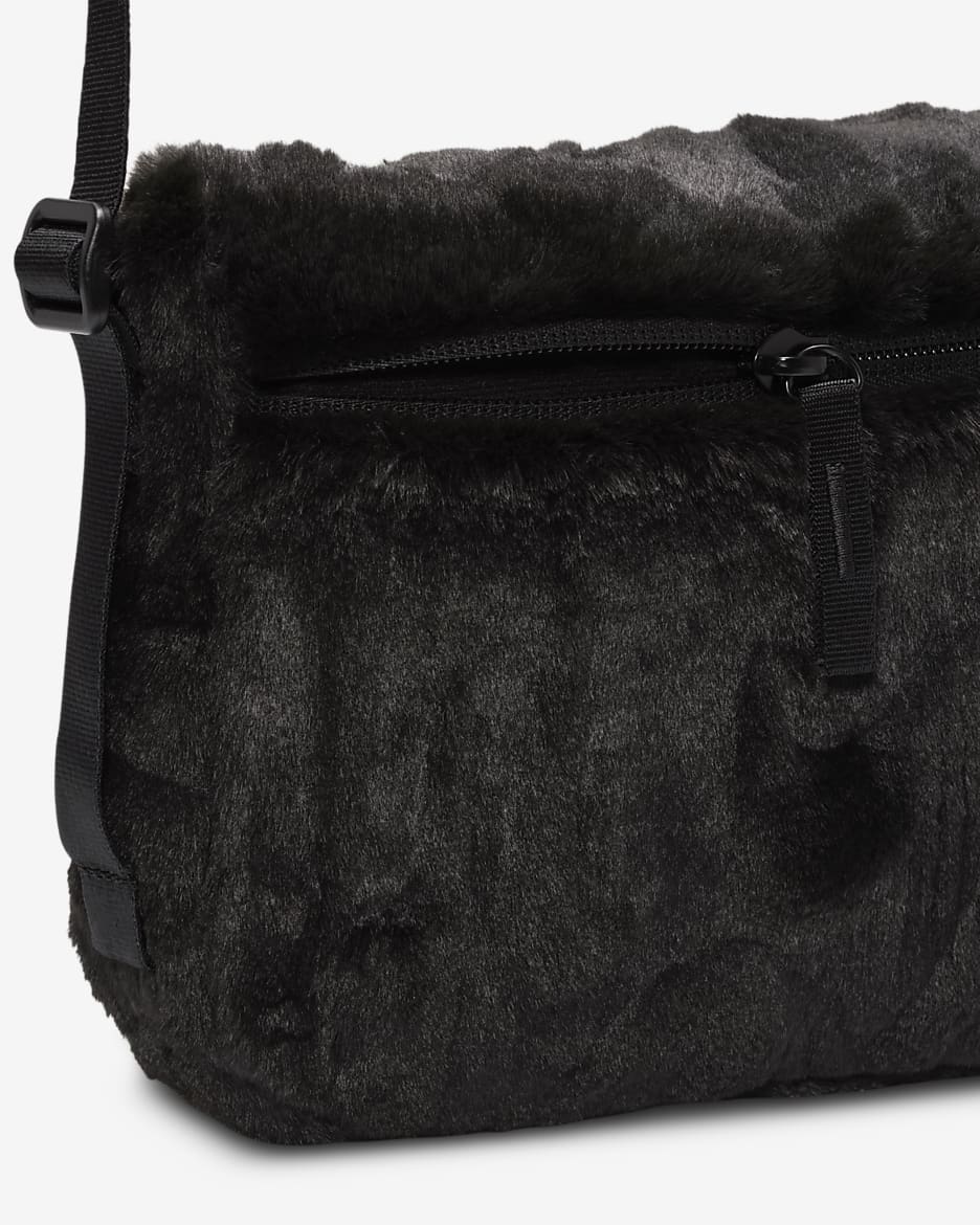 Nike Sportswear Futura 365 Faux Fur Cross-Body Bag (1L) - Black/Black/Black