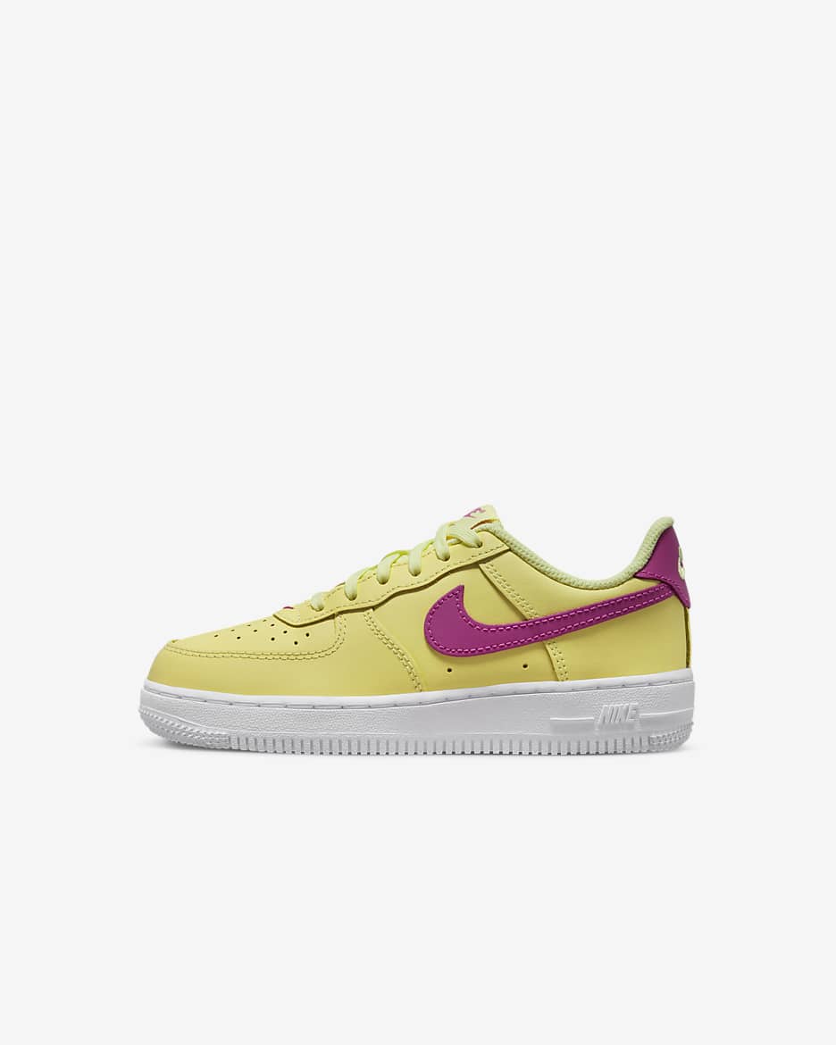 Nike Force 1 低筒小童鞋款 - Citron Tint/白色/Cosmic Fuchsia