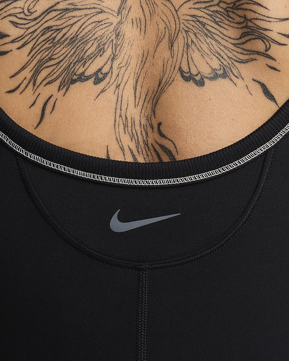 Nike One Women's Dri-FIT Short Bodysuit - Black/Light Orewood Brown/Cool Grey