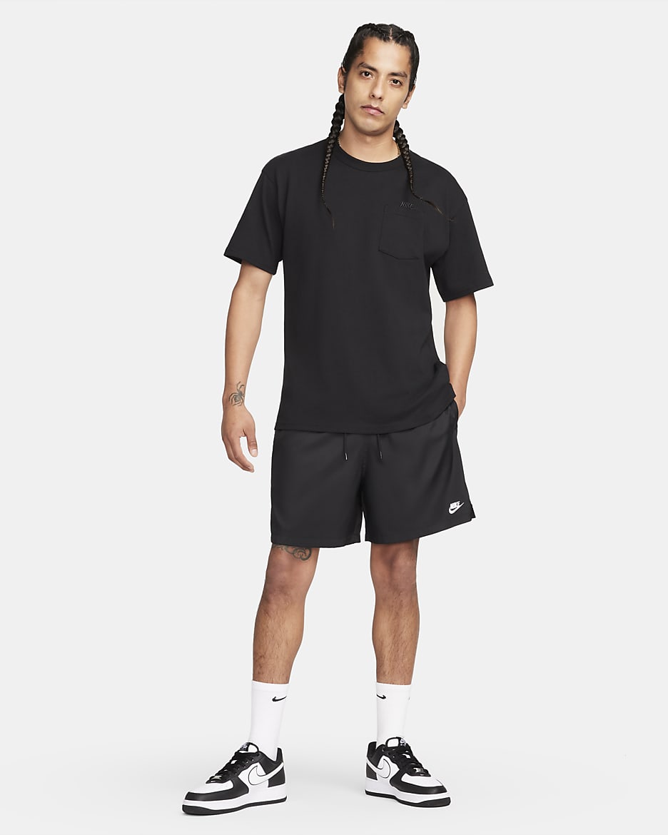 Shorts Flow in tessuto Nike Club – Uomo - Nero/Bianco