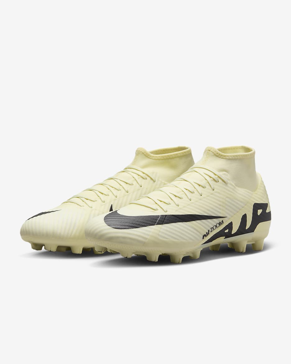 Nike Mercurial Superfly 9 Academy Hard-Ground High-Top Soccer Cleats - Lemonade/Black