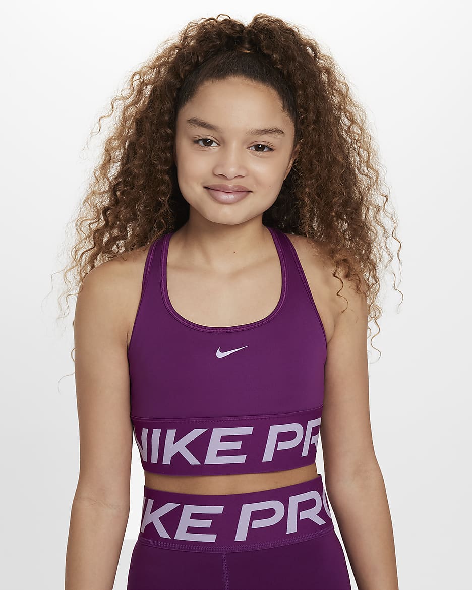 Nike Pro Swoosh Girls' Sports Bra - Viotech/Hydrangeas