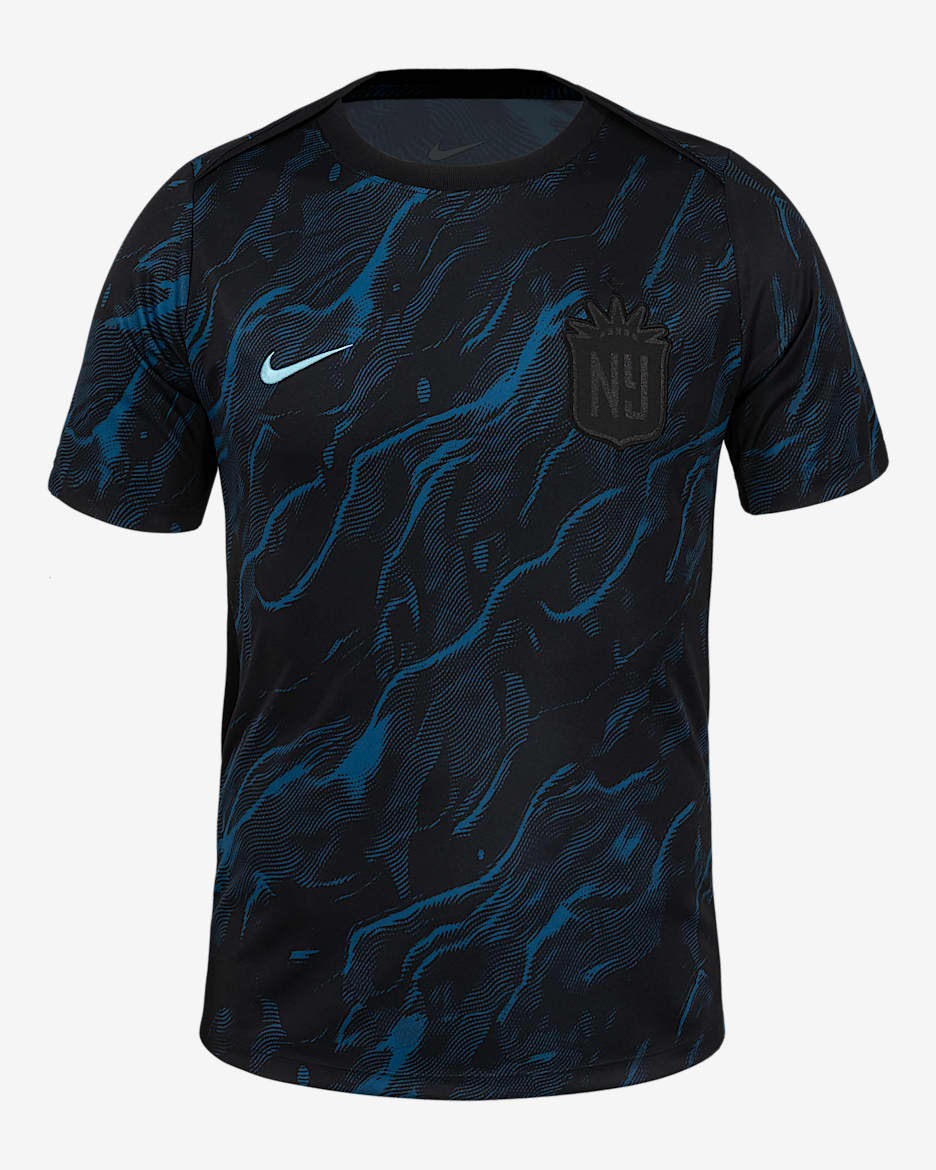 Playera de manga corta Nike de la NWSL para antes del partido para hombre NJ/NY Gotham FC 2025 - Marina