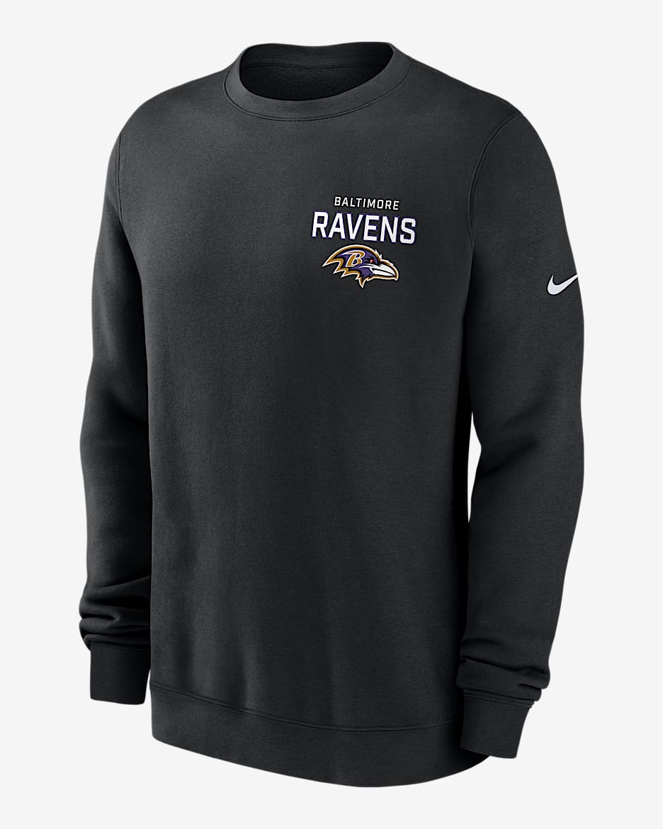 Sudadera de cuello redondo sin cierre Nike de la NFL para hombre Baltimore Ravens Draw Block Club - Negro