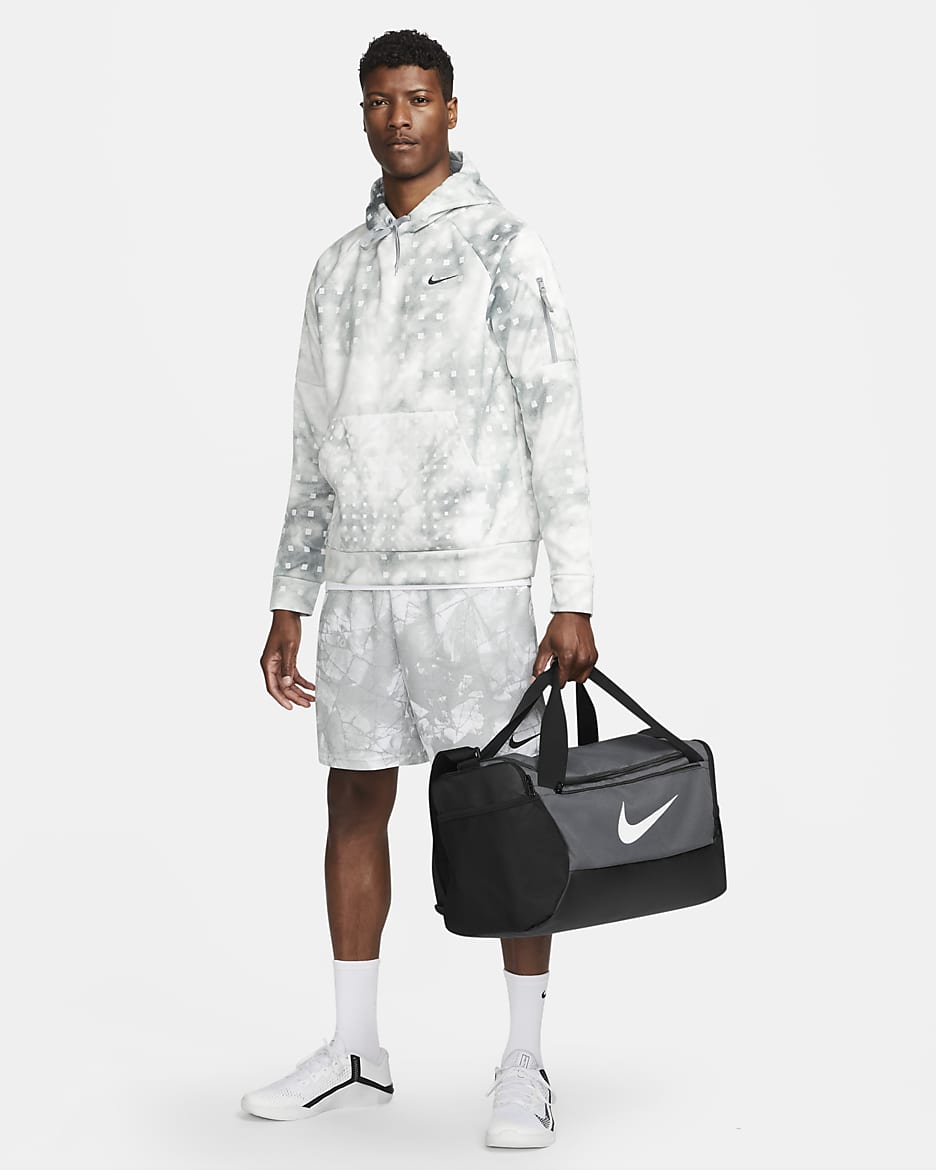 กระเป๋า Duffel เทรนนิ่ง Nike Brasilia 9.5 (ขนาดเล็ก, 41 ล.) - Iron Grey/ดำ/ขาว