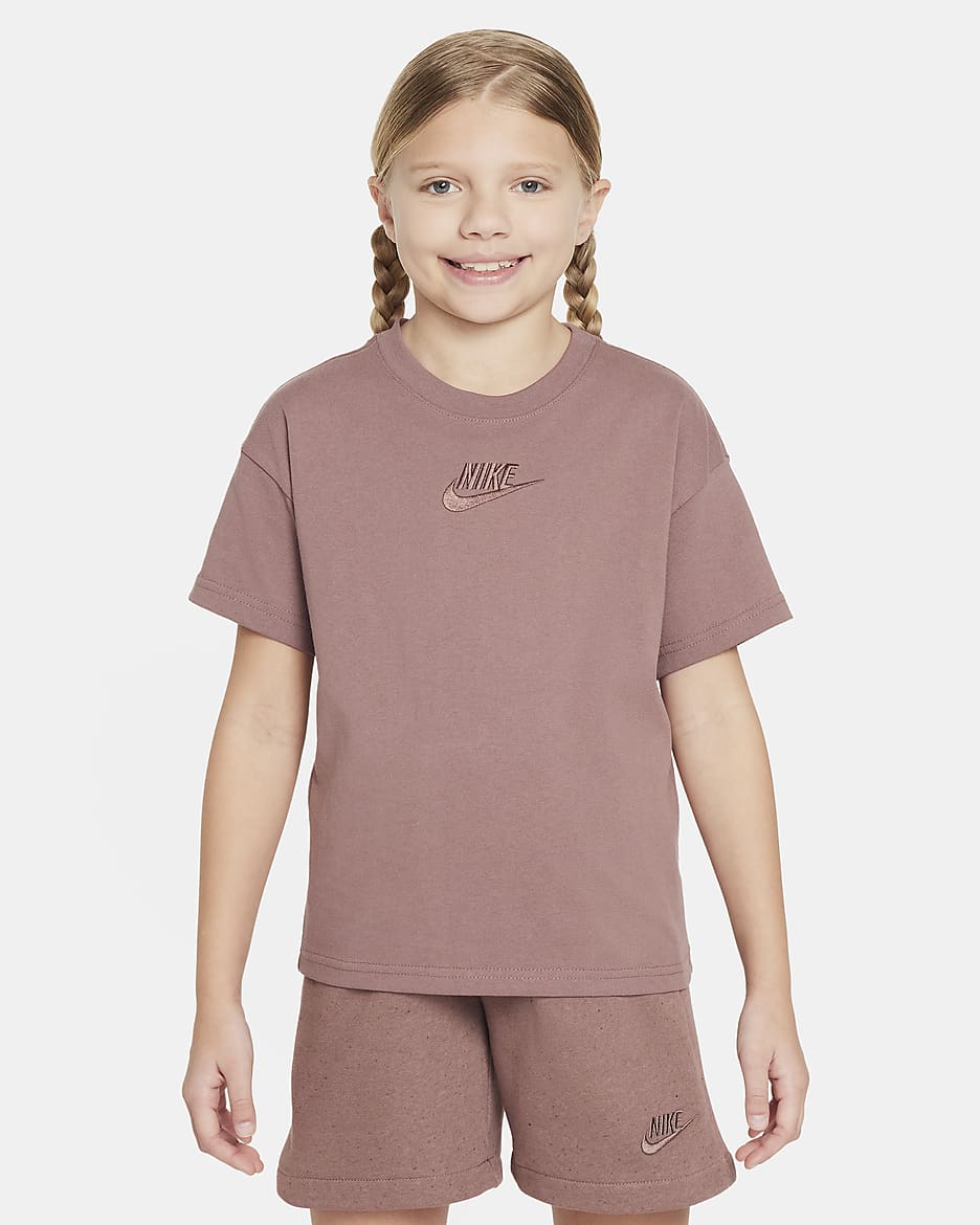 Playera para niños talla grande Nike Sportswear - Malva humeante