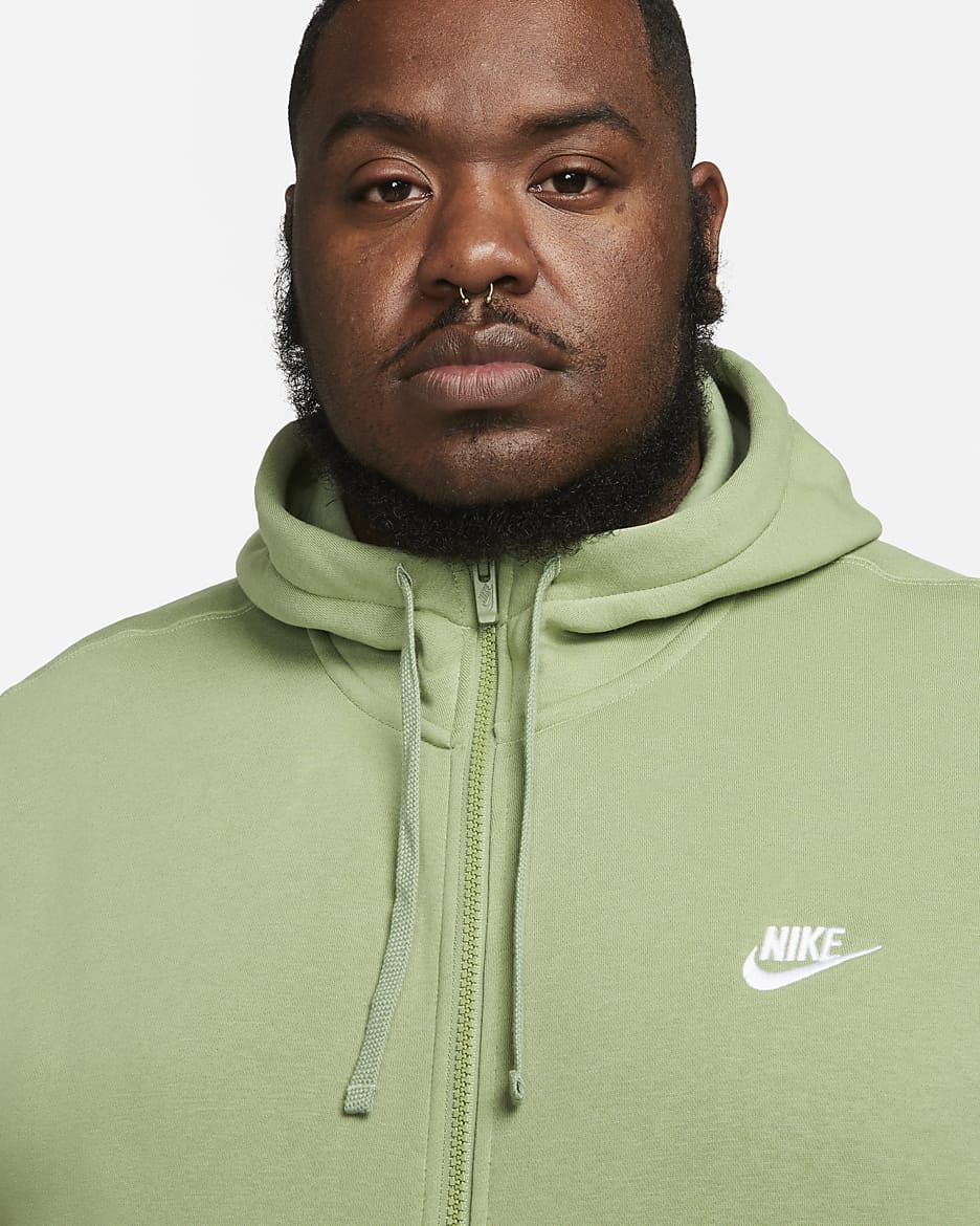 Sudadera con gorro de cierre completo para hombre Nike Sportswear Club Fleece - Verde aceite/Verde aceite/Blanco