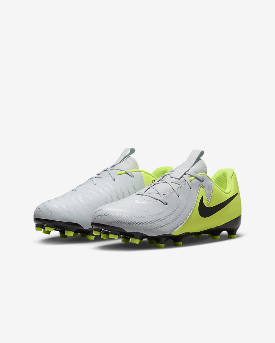 Nike Jr. Phantom GX 2 Academy Younger/Older Kids' MG Low-Top Football Boot - Metallic Silver/Volt/Black