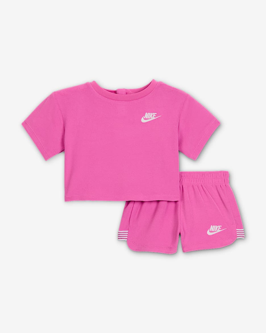 Nike Baby (12-24M) "Let's Roll" 2-Piece Towel Terry Set - Playful Pink