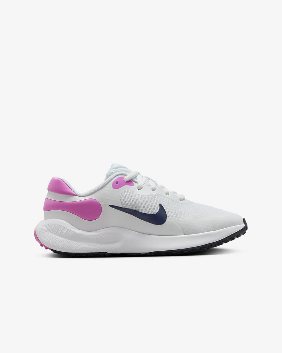 Nike Revolution 7-løbesko til større børn - hvid/Playful Pink/Midnight Navy