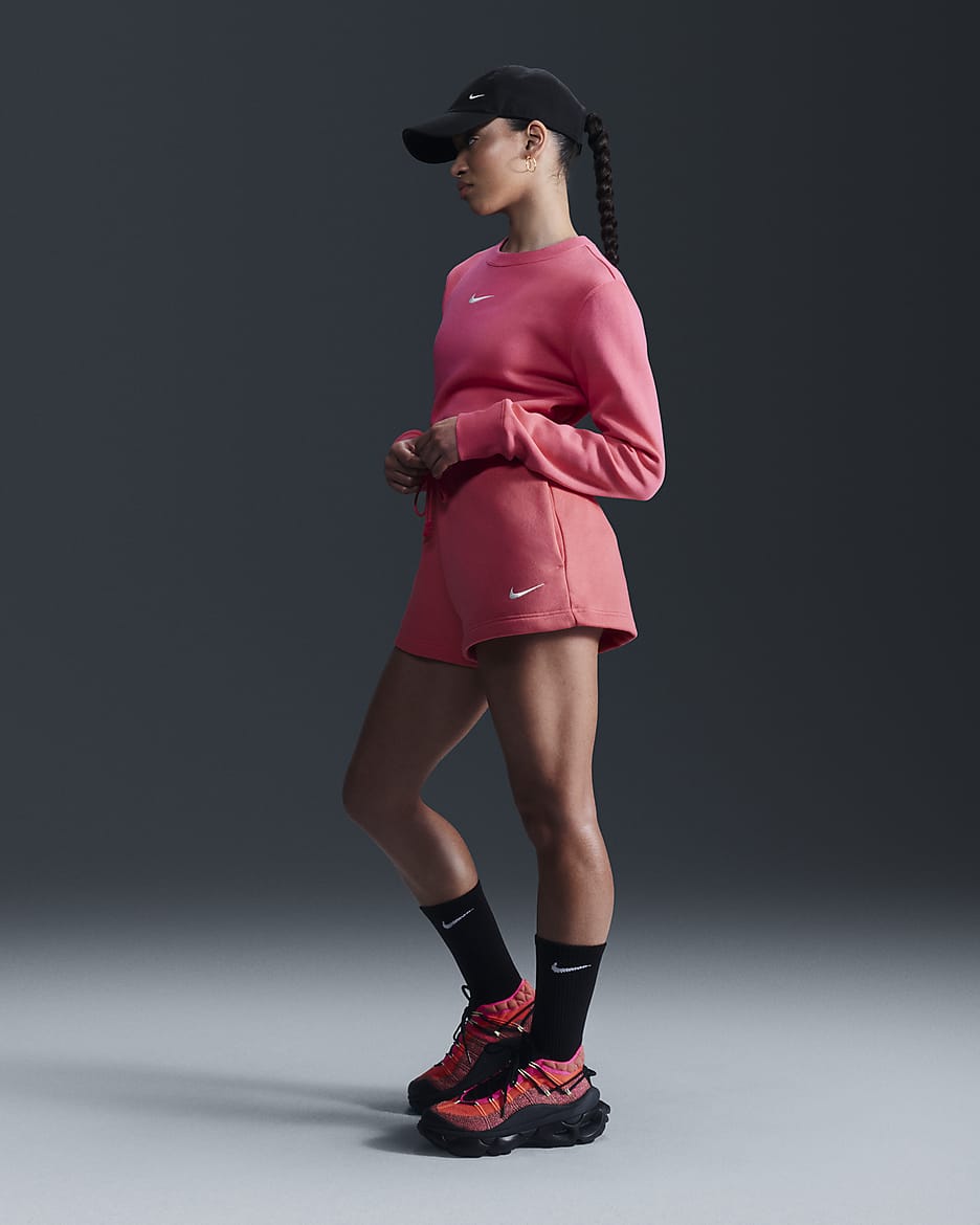 Shorts de ajuste holgado y tiro alto para mujer Nike Sportswear Phoenix Fleece - Rosa margarita/Vela