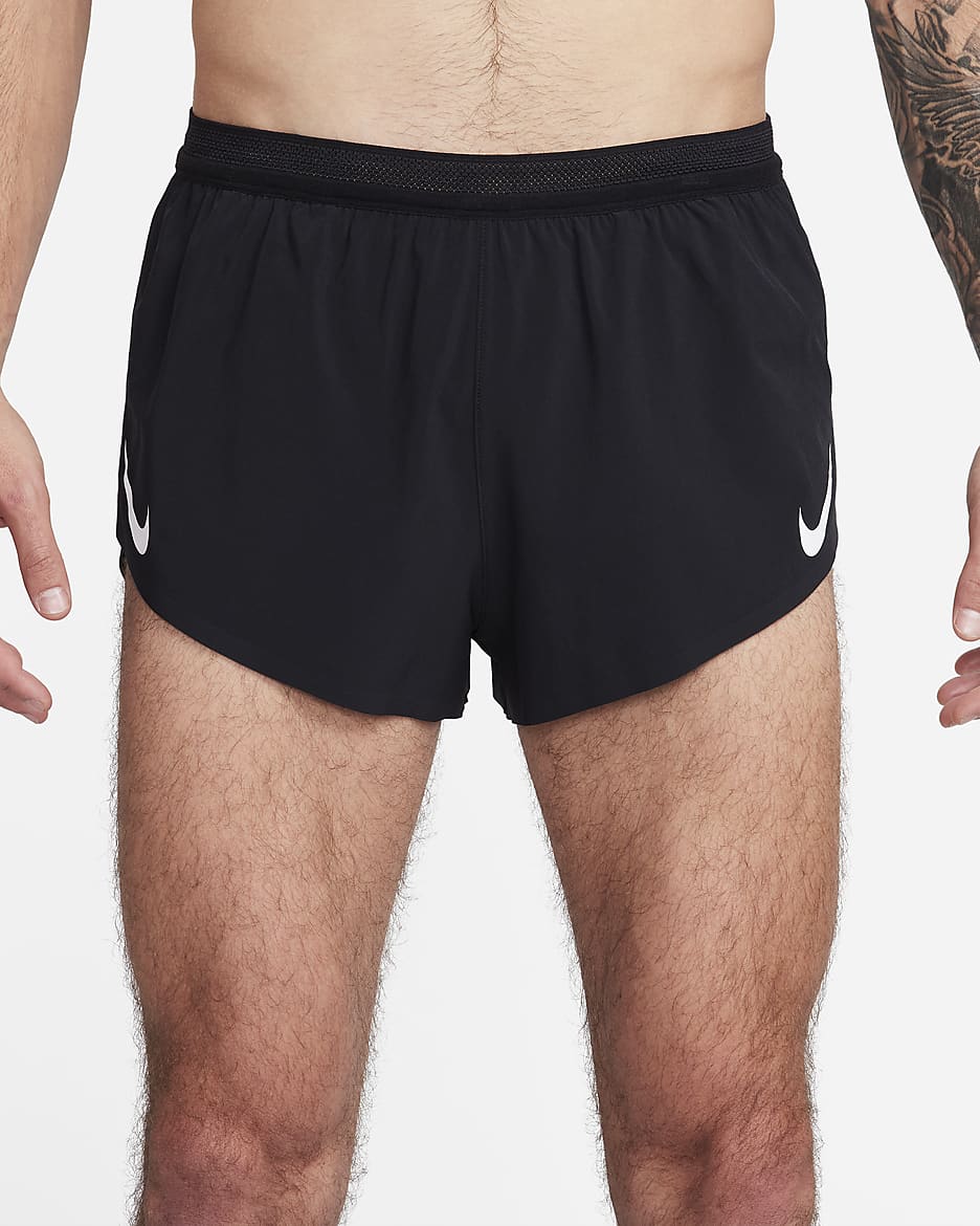 Short de running avec sous-short intégré 5 cm Dri-FIT ADV Nike AeroSwift pour homme - Noir/Summit White